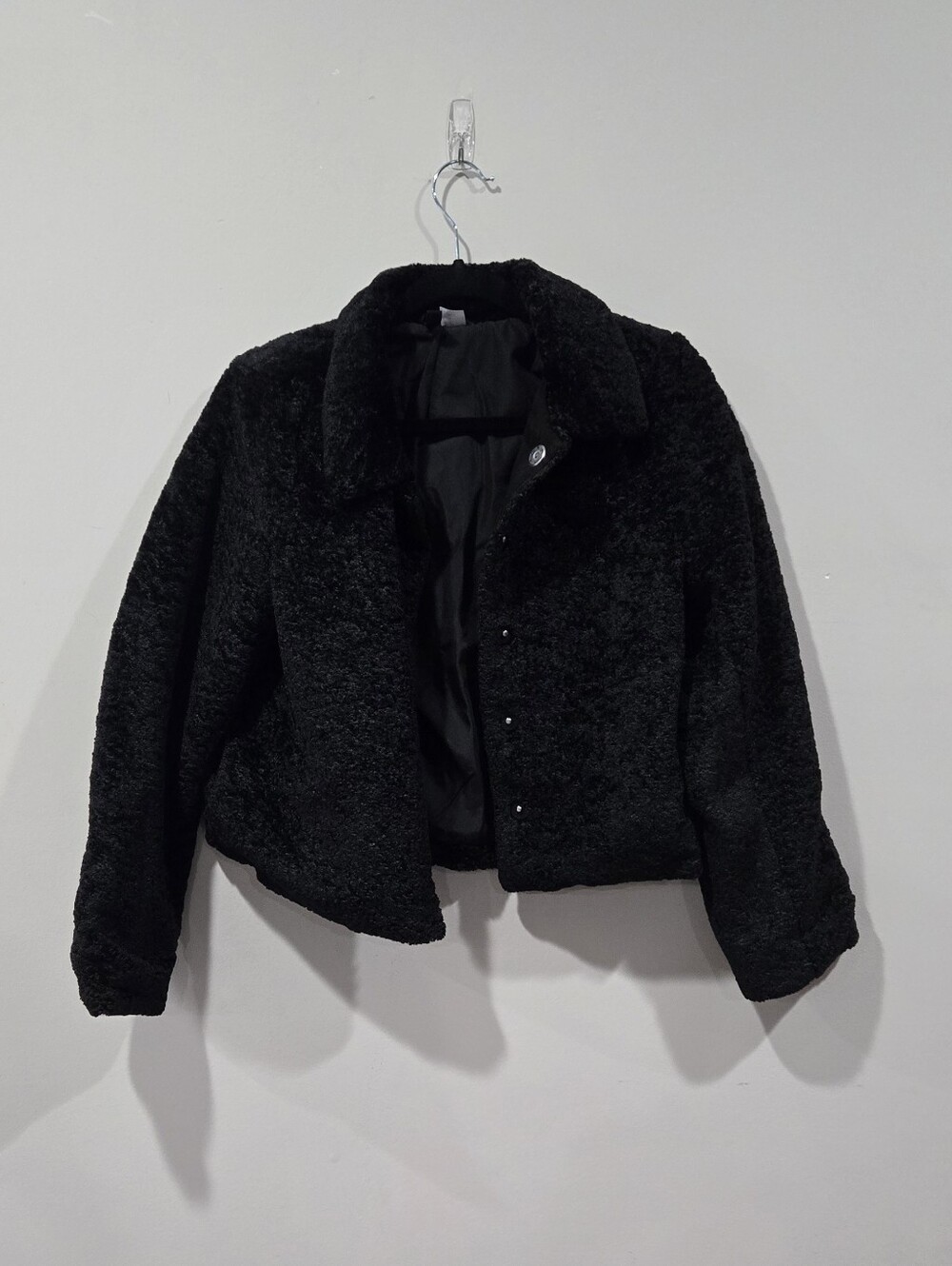 H&M Teddy Jacket in Black Small Like New